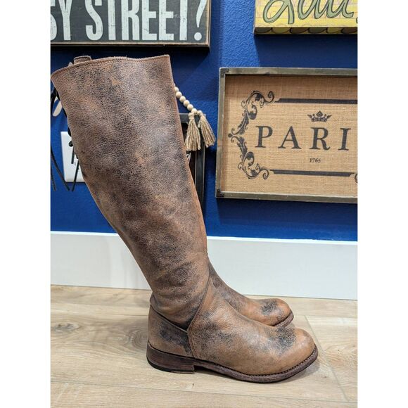 Bed Stu Manchester Tall Riding Boots Women's 9 Black Hand Washed Knee High - Picture 6 of 16